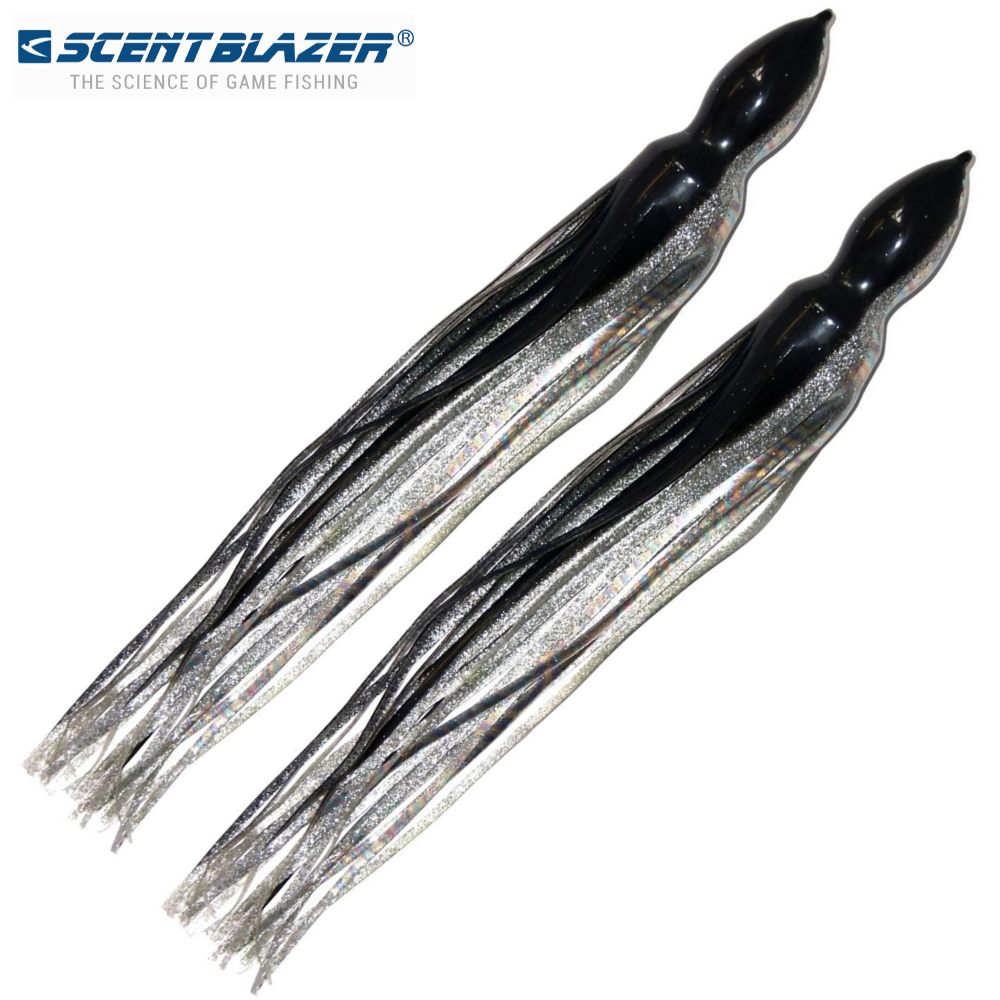 SCENT BLAZER Saltwater Trolling Skirt Lure 8in BLACK FOIL