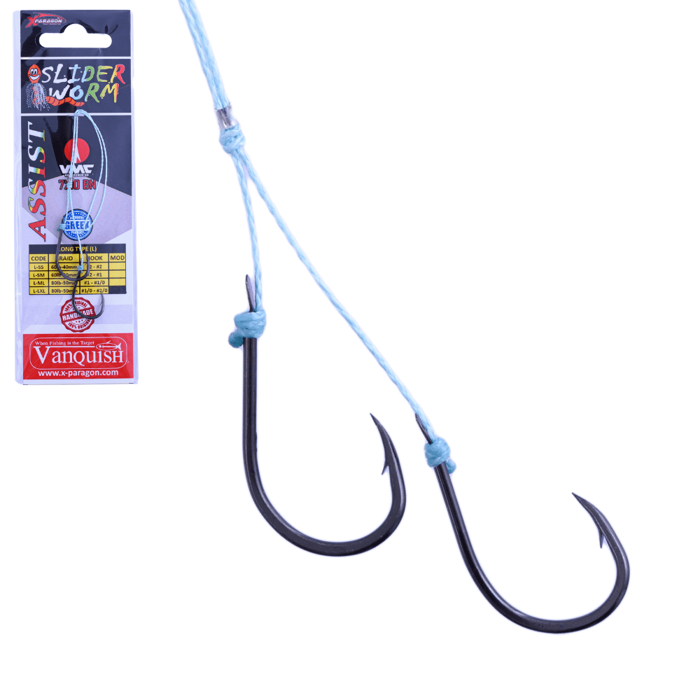 X-PARAGON Saltwater Rubber Jigging Pre-Tied Assist Rig SLIDER WORM L-LXL Large