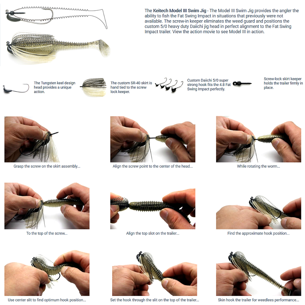KEITECH Bass Fishing Tungsten Swim Jig MODEL III 1/2oz - Image 8