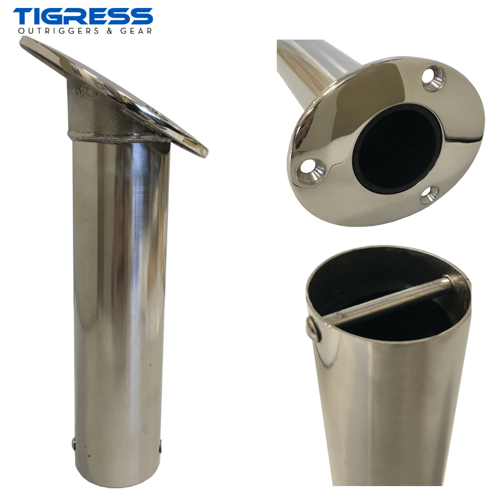 TIGRESS Economy Flush Mount Oval Head OPEN BASE ROD HOLDER 30 DEGREE ANGLE