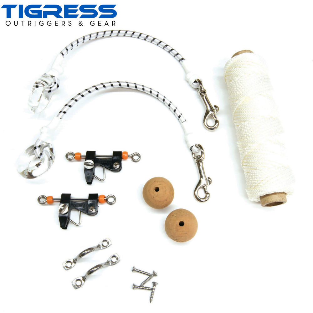TIGRESS Economy Outrigger Kit For Small Boat Riggers Up To 15’ WHITE NYLON BRAID