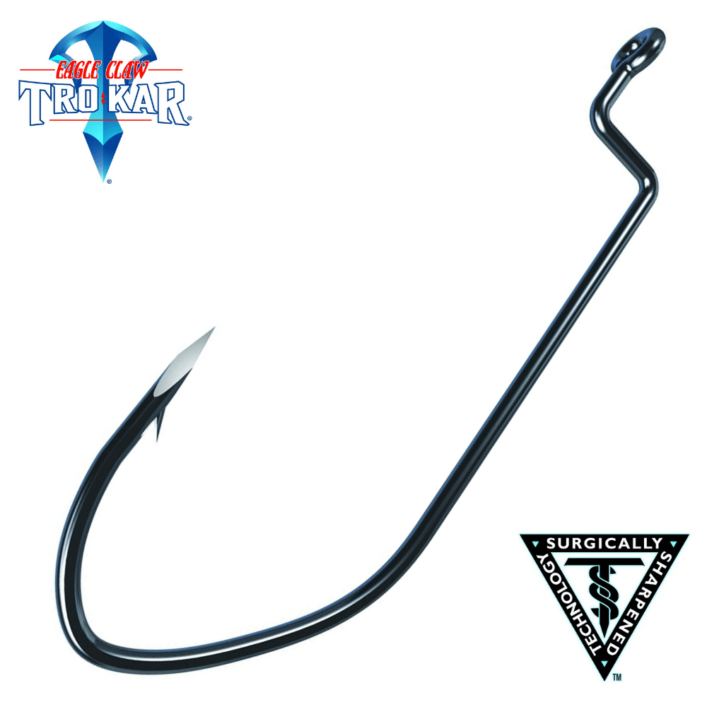 TROKAR Freshwater High Carbon Steel Pro-V Bend Worm Hook TK105