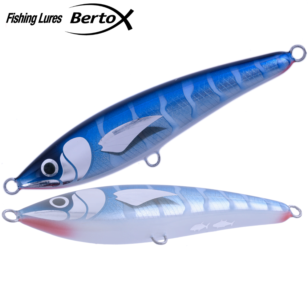 BERTOX Saltwater Handmade Wooden Sinking STICK BAIT 18cm/100g Wahoo