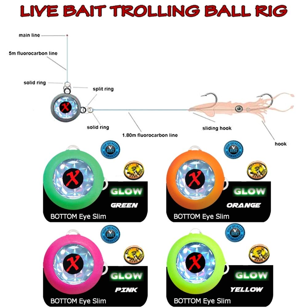 X-PARAGON Bottom Fishing Jig Head Zoka Eye Slim Glow Extra Power 260g - Image 3