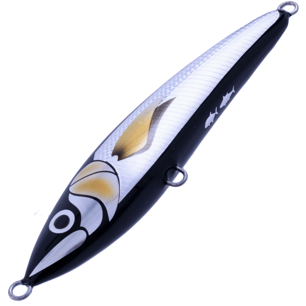 BERTOX Saltwater Handmade Wooden Floating STICK BAIT 20cm/105g Black Foil - Image 3