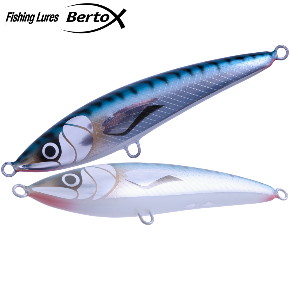 BERTOX Saltwater Handmade Wooden Floating STICK BAIT 20cm/105g Blue Mack