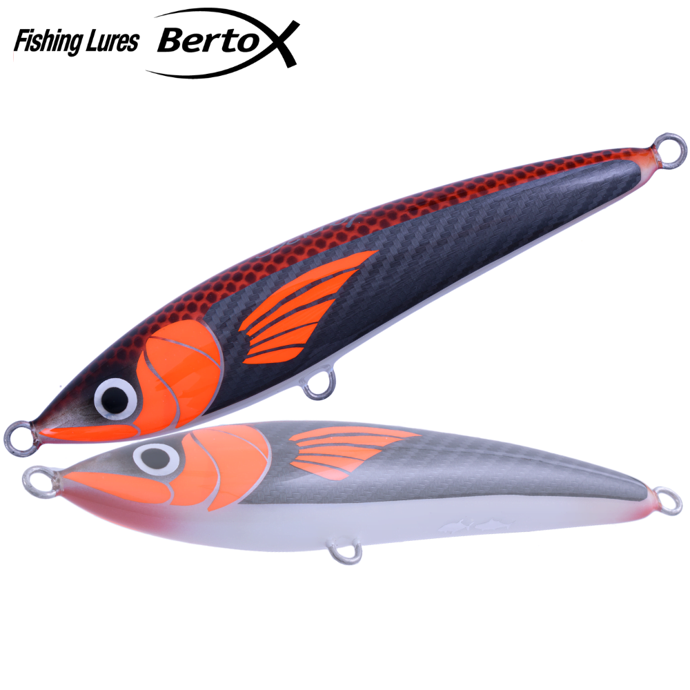 BERTOX Saltwater Handmade Wooden Floating STICK BAIT 20cm/105g Carbon Foil