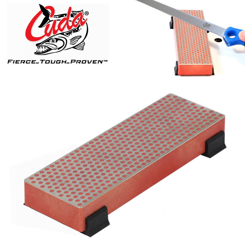 CUDA Fishing Diamond Plated Stone Bench SHARPENER 6” With Rubber Feet