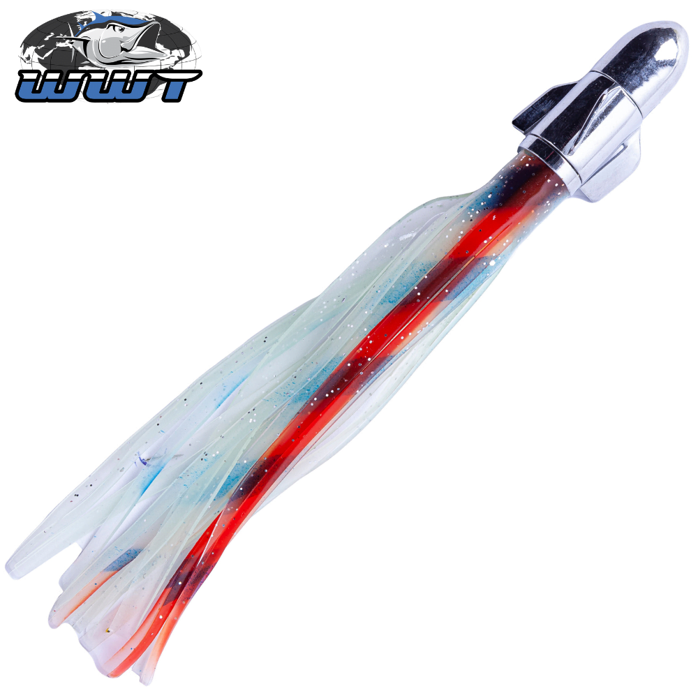 WWT Saltwater Trolling Skirted Lure BULLET PROP LUMO 16.5cm Glow
