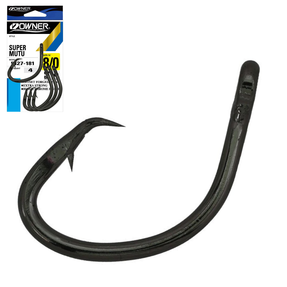 Owner Super Mutu Welded Eye Offset Circle 8/0 (4 Hooks) - Canal Bait and  Tackle