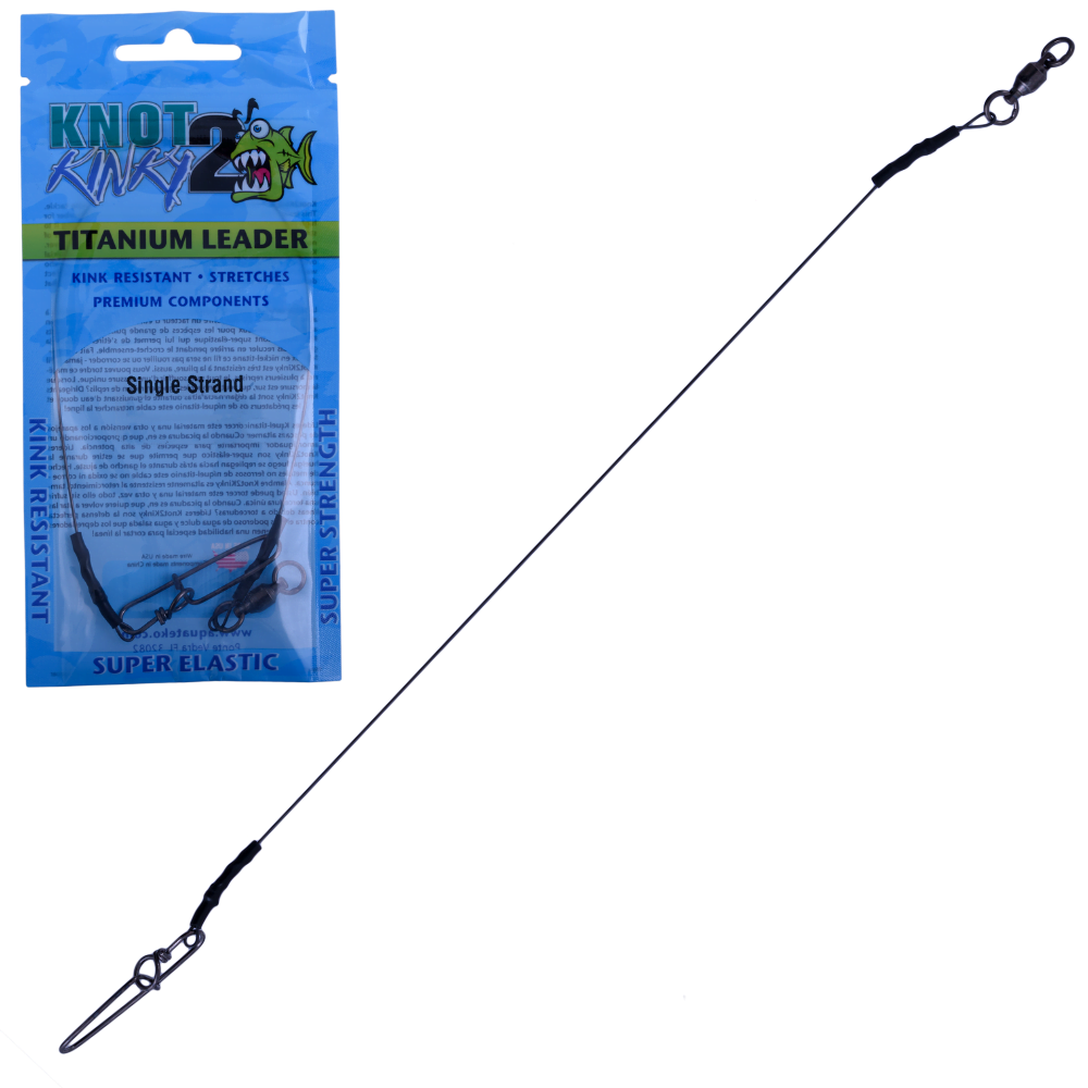 KNOT 2 KINKY Fishing Single Strand Stretch TITANIUM Wire Leader 18