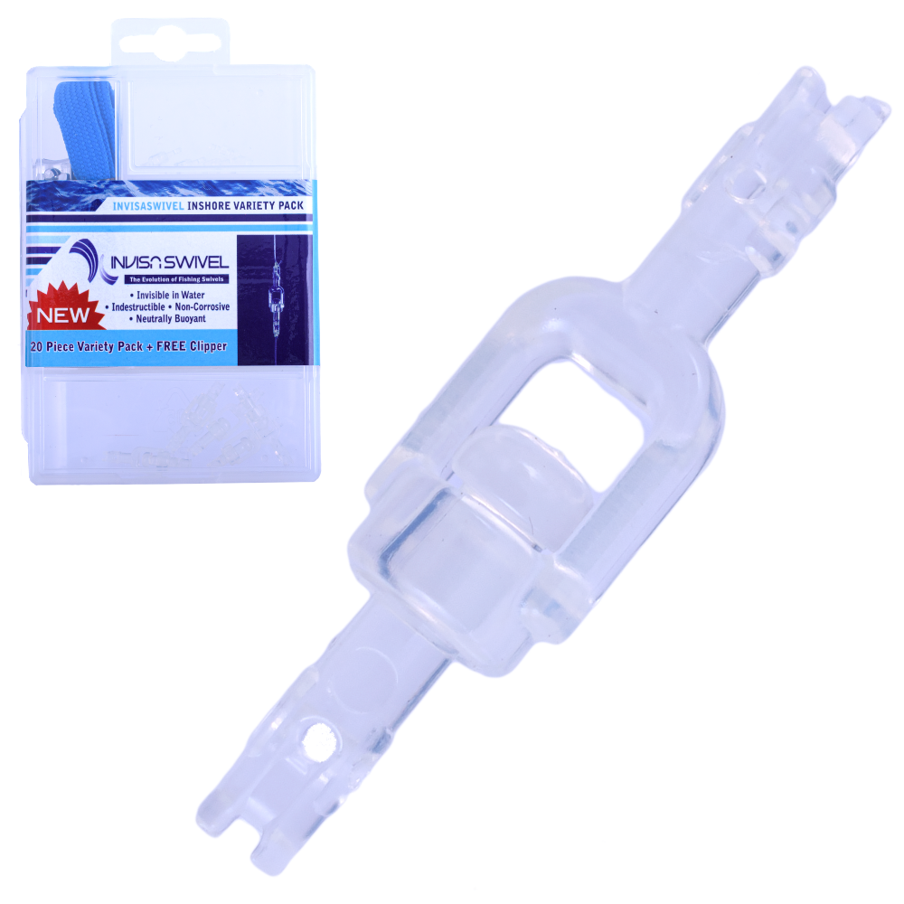 AQUATECO Fishing Fluoro-Clear Plastic Swivel INWISASWIVEL Inshore Pack