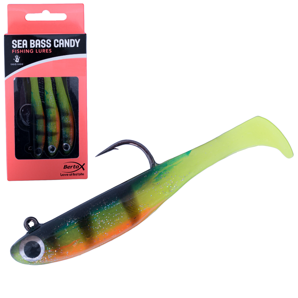 BERTOX Handmade Soft Shad Lure SEA BASS CANDY 90mm/18g #04
