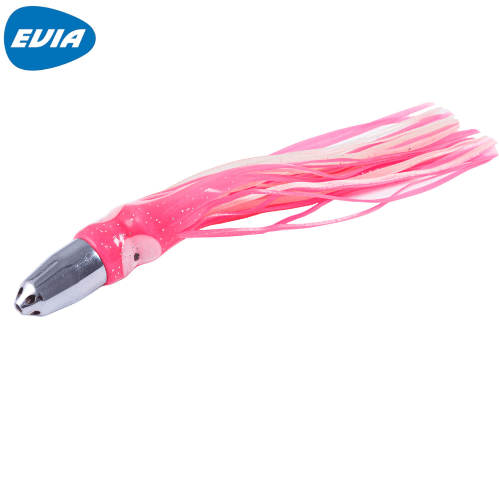 EVIA Trolling Unrigged Skirted Bullet Head Lure Yellow Finn JET 22cm/022