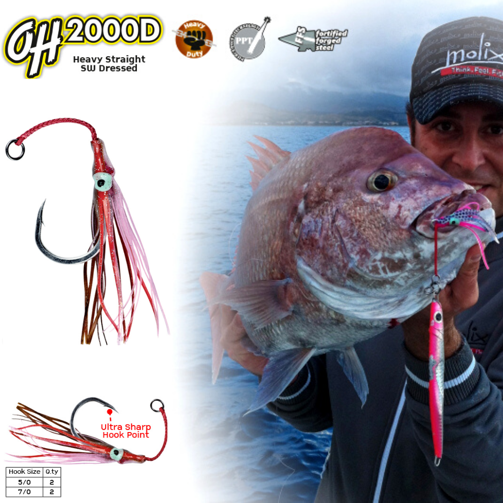 OMTD Skirted Pre-Tied Jigging Single Assist Hook OH2000D - Image 2