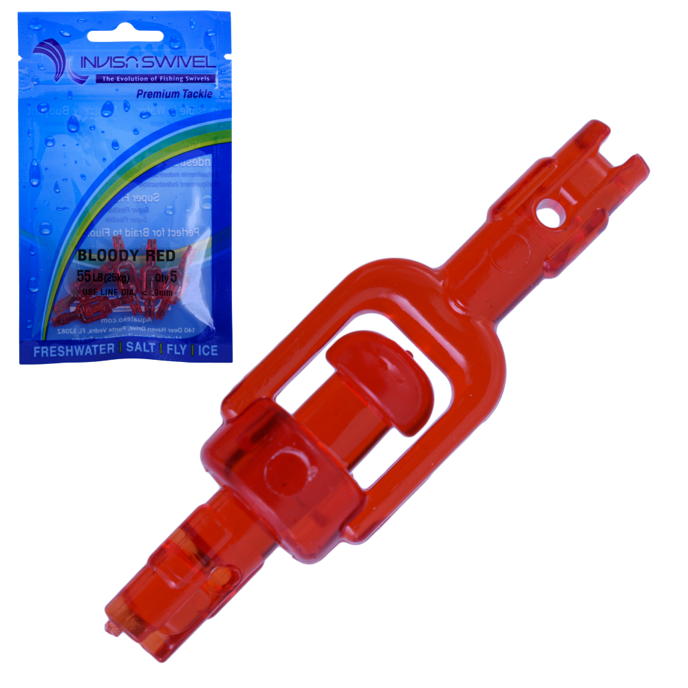 AQUATECO Fishing Fluoro-Clear Plastic Swivel INWISASWIVEL Bloody Red