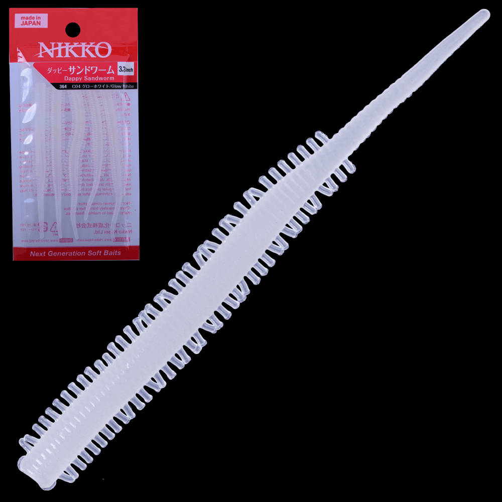 NIKKO KASEI Scented Soft Lure DAPPY SANDWORM 3.3in Glow White