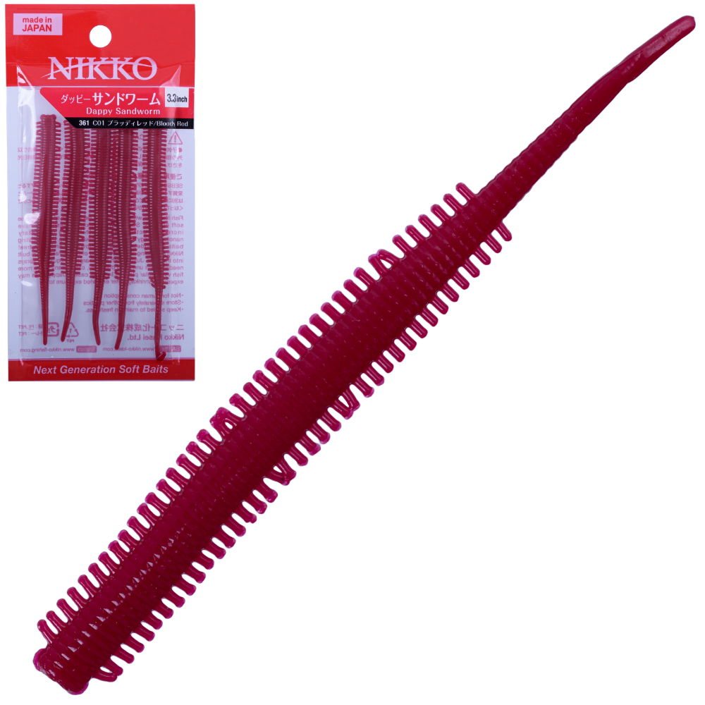NIKKO KASEI Scented Soft Lure DAPPY SANDWORM 3.3in Bloody Red