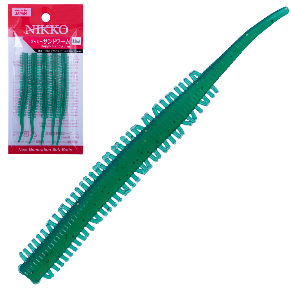 NIKKO KASEI Scented Soft Lure DAPPY SANDWORM 3.3in Clear Green
