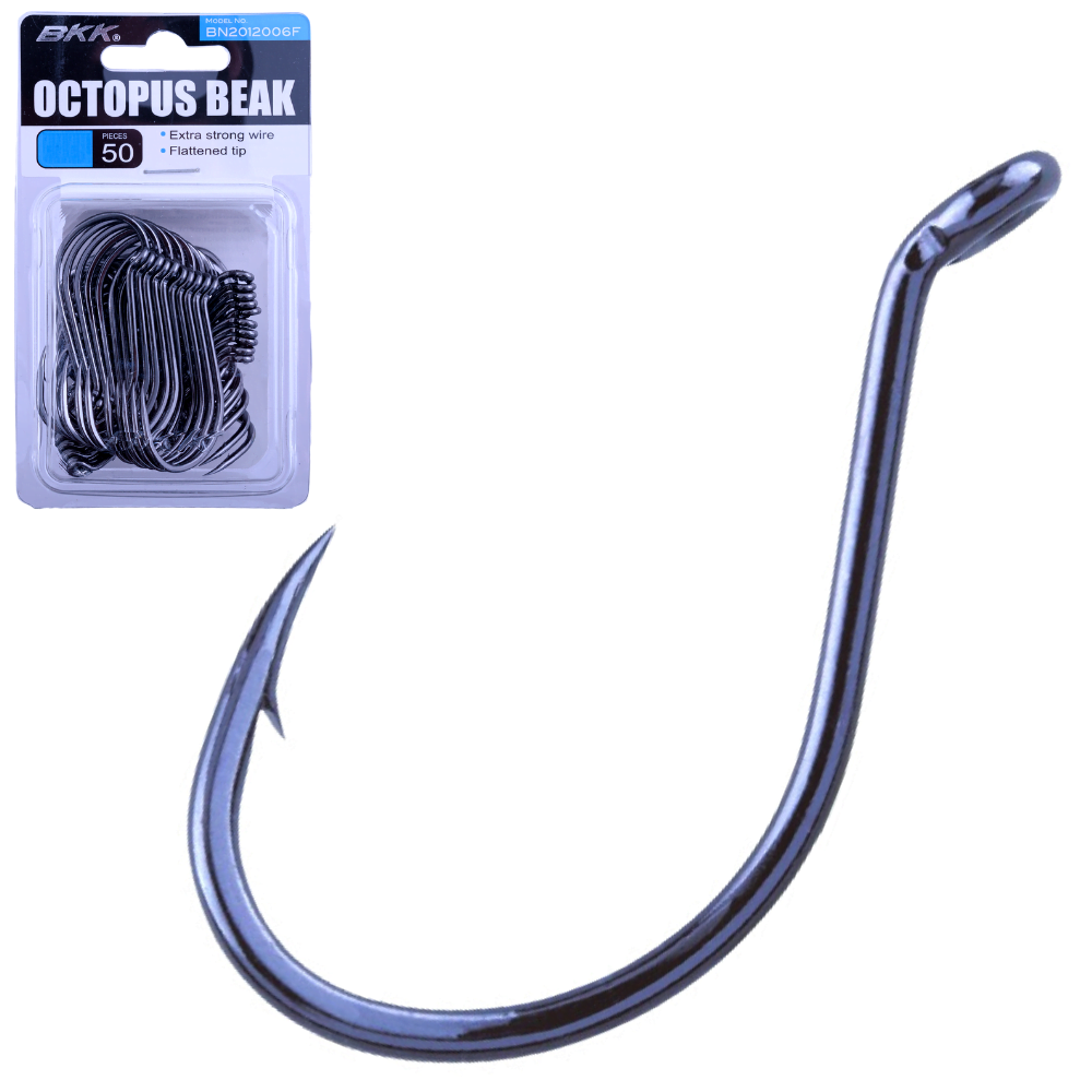 BKK Black Nickel Extra Strong Wire Hook Octopus Beak PRO PACK 50pcs