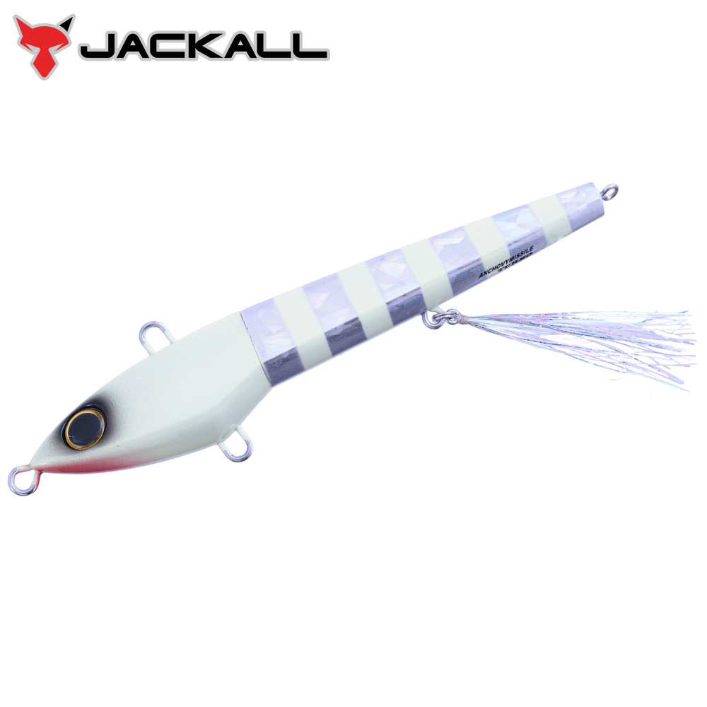 JACKALL Saltwater Rubber Jigging Lure Anchovy Missile TURBO 130g Zebra Glow