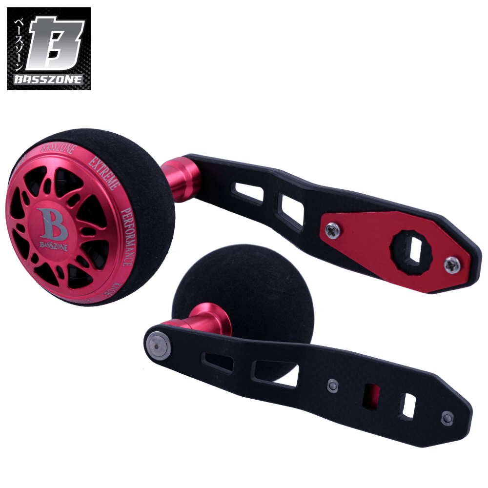 BASSZONE Fishing Baitcasting Reels Jigging Carbon POWER HANDLE Red/Black