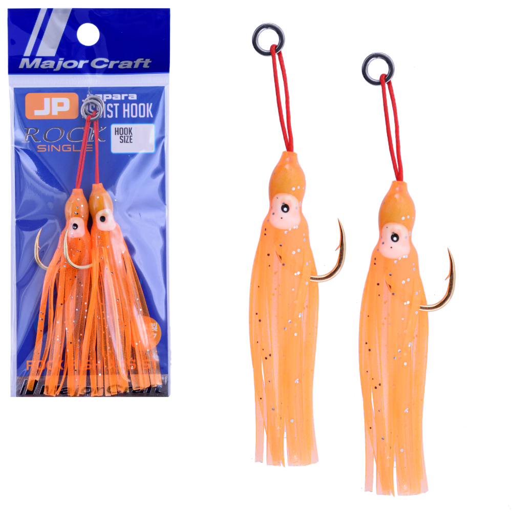 MAJOR CRAFT Saltwater Skirted Jigging Single Assist Hook JIGPARA ROCK Orange