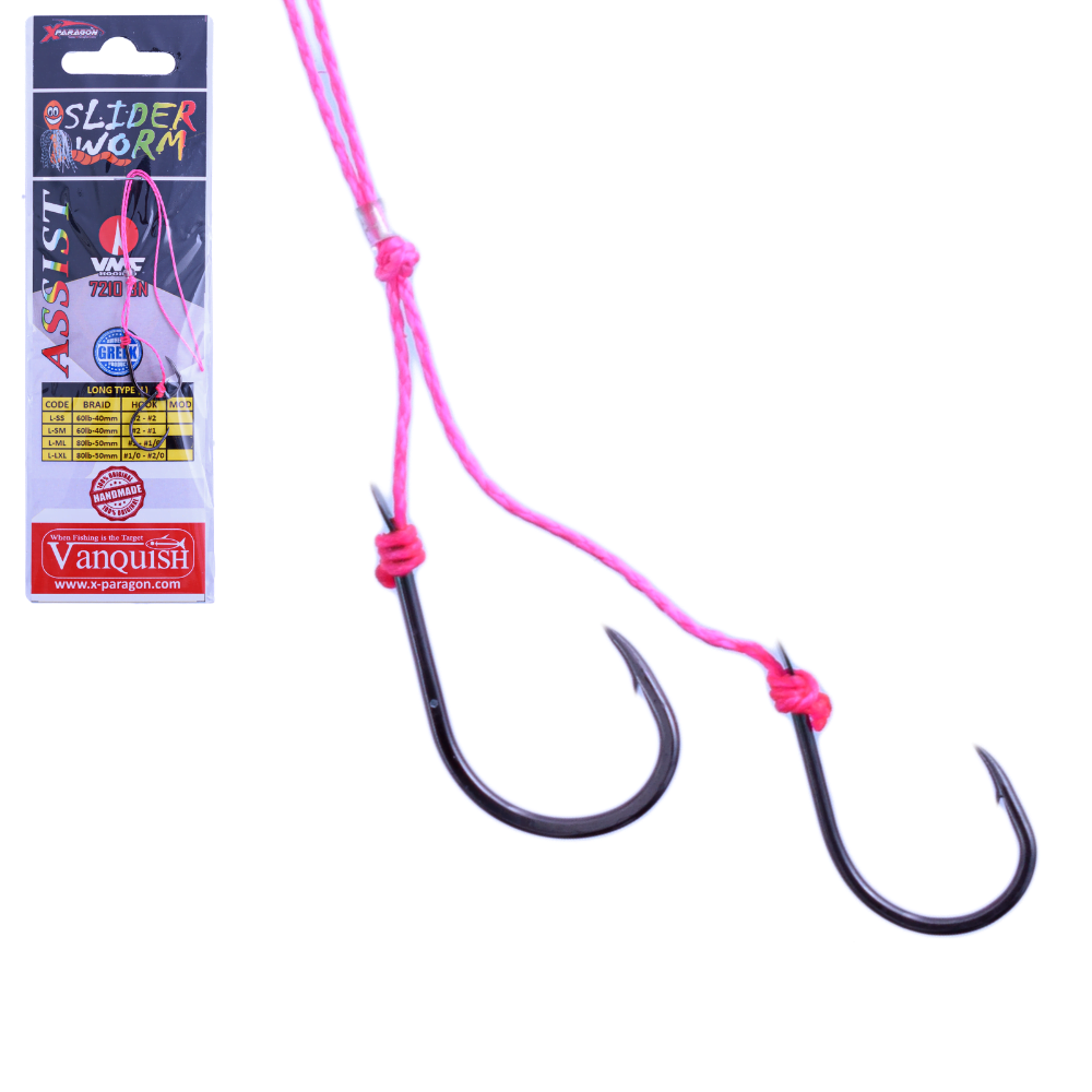 X-PARAGON Saltwater Rubber Jigging Pre-Tied Assist Rig SLIDER WORM L-SM Medium