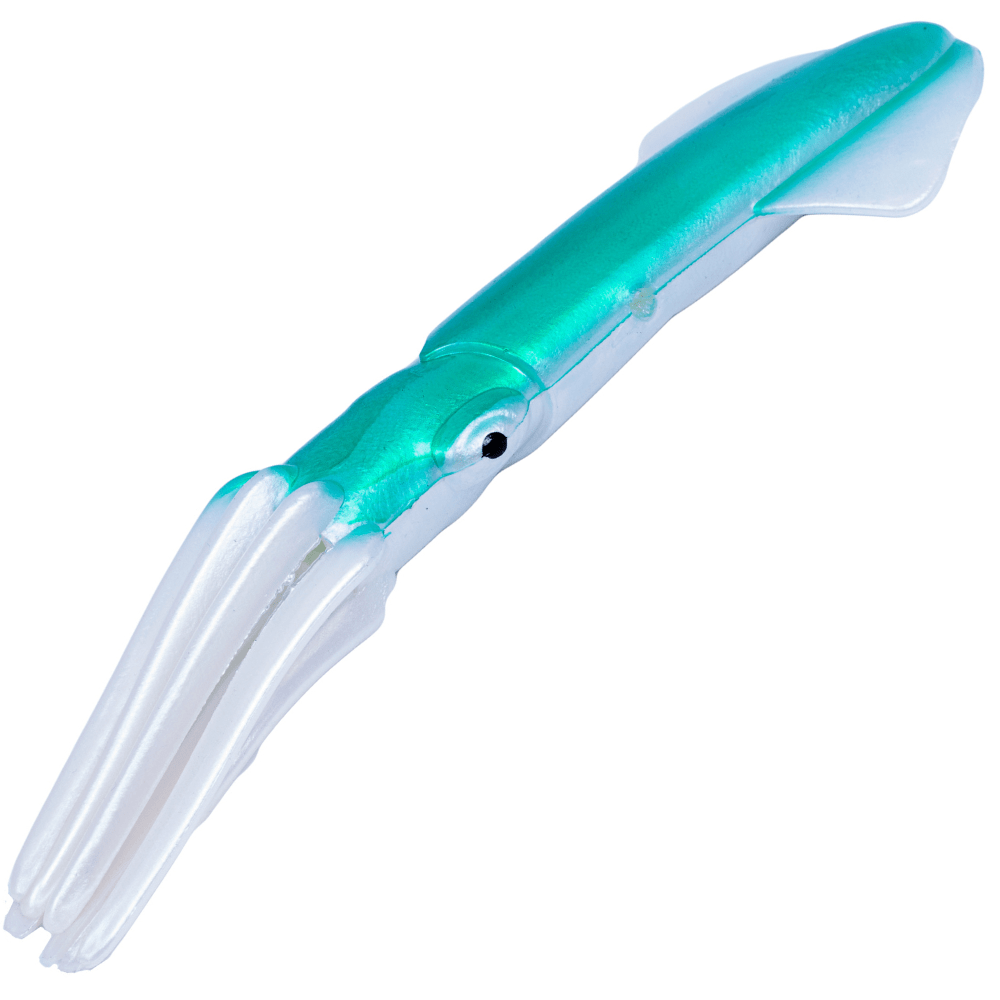 WWT Saltwater Soft Plastic Squid Lure UV Green/White - Image 2