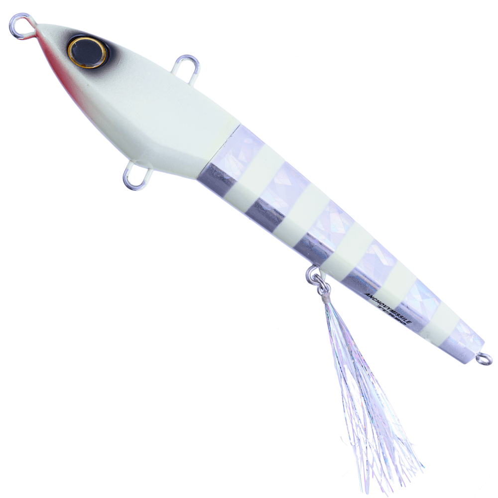 JACKALL Saltwater Rubber Jigging Lure Anchovy Missile TURBO 130g Zebra Glow - Image 2