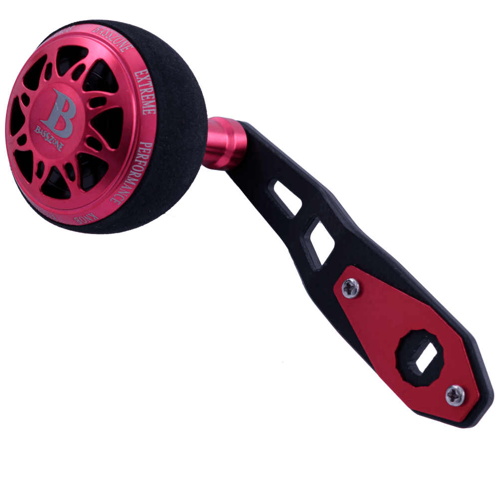 BASSZONE Fishing Baitcasting Reels Jigging Carbon POWER HANDLE Red/Black - Image 2