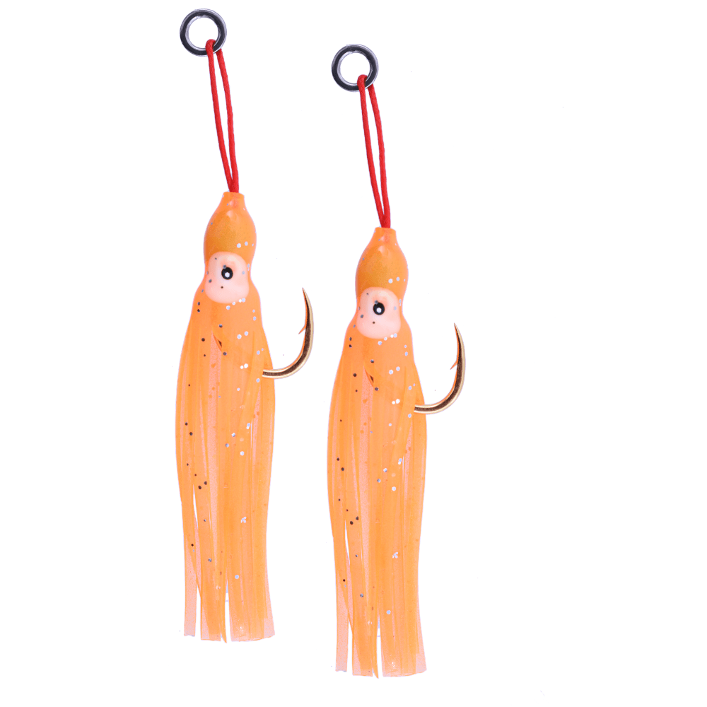 MAJOR CRAFT Saltwater Skirted Jigging Single Assist Hook JIGPARA ROCK Orange - Image 2