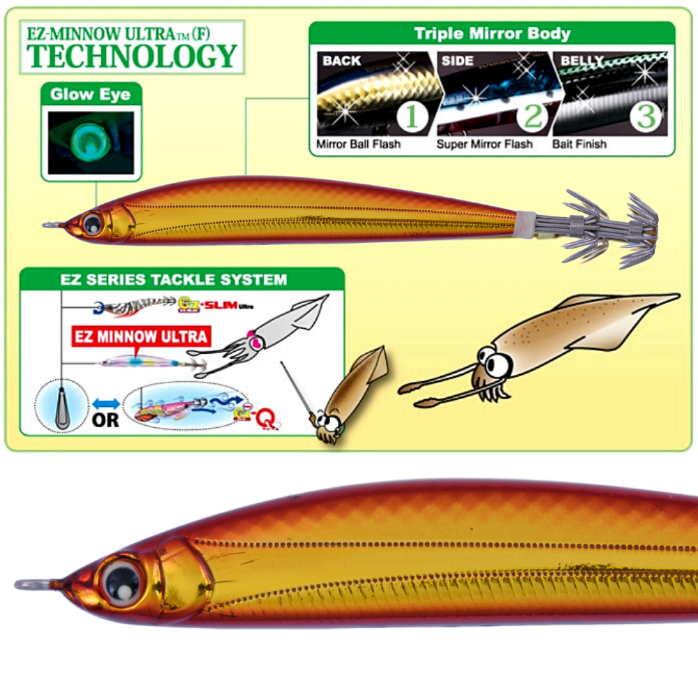 DUEL Squid Fishing Lipless Squid Jig Lure EZ-Minnow Ultra 80mm/HGR - Image 3