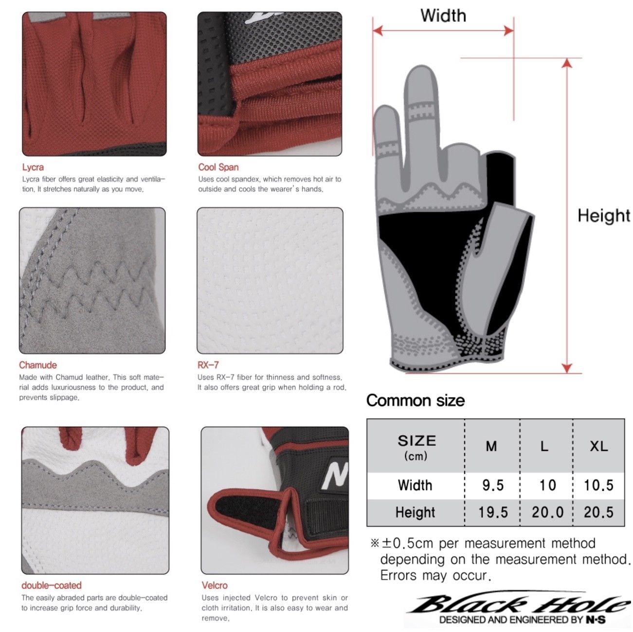 NS BLACK HOLE Fishing Fighting GLOVES 3 CUT - Image 2
