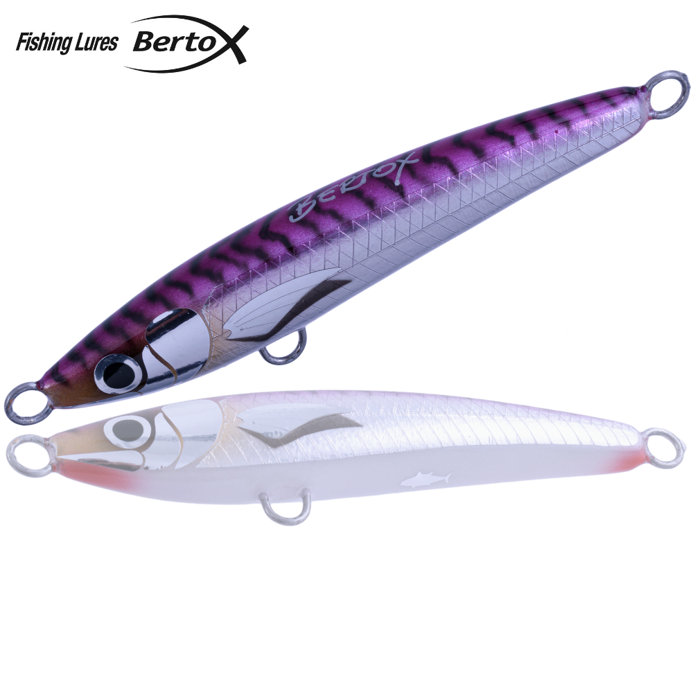BERTOX Saltwater Handmade Wooden Sinking STICK BAIT 13.5cm/43g Purple Mack