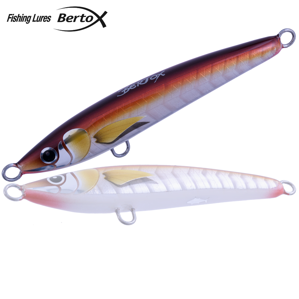 BERTOX Saltwater Handmade Wooden Sinking STICK BAIT 13.5cm/43g Red Fish