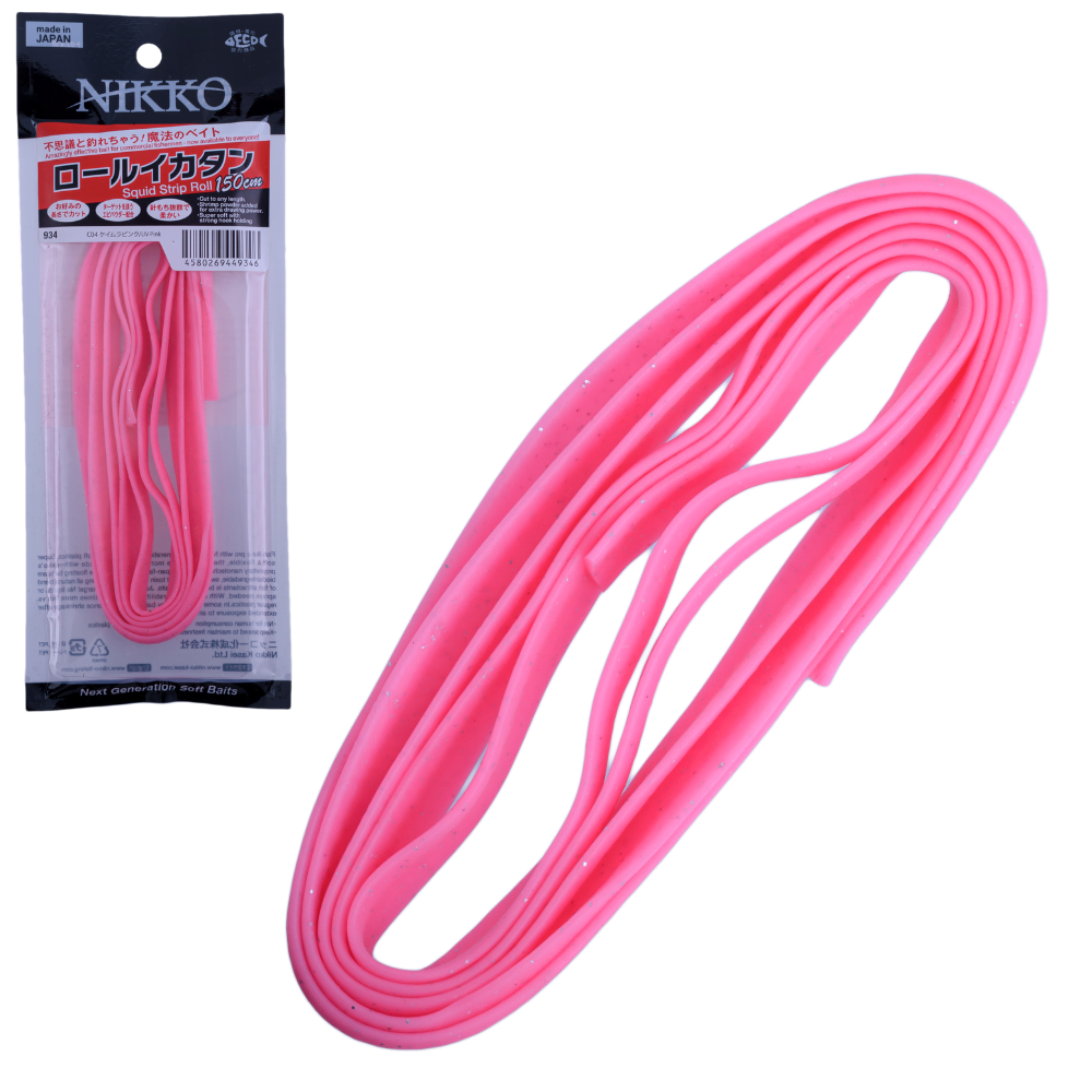 NIKKO Scented Soft Bait Lure Squid Strip Rolls 150cm UV Pink