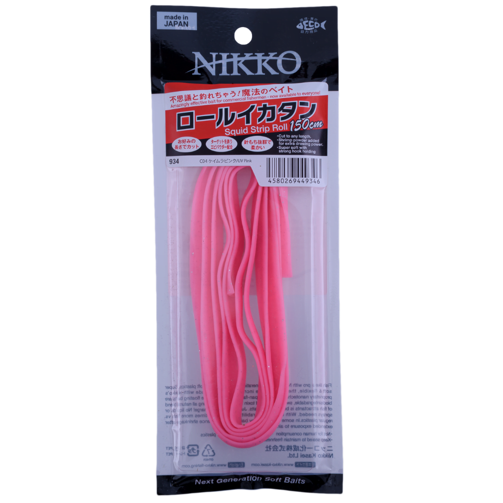 NIKKO Scented Soft Bait Lure Squid Strip Rolls 150cm UV Pink - Image 3