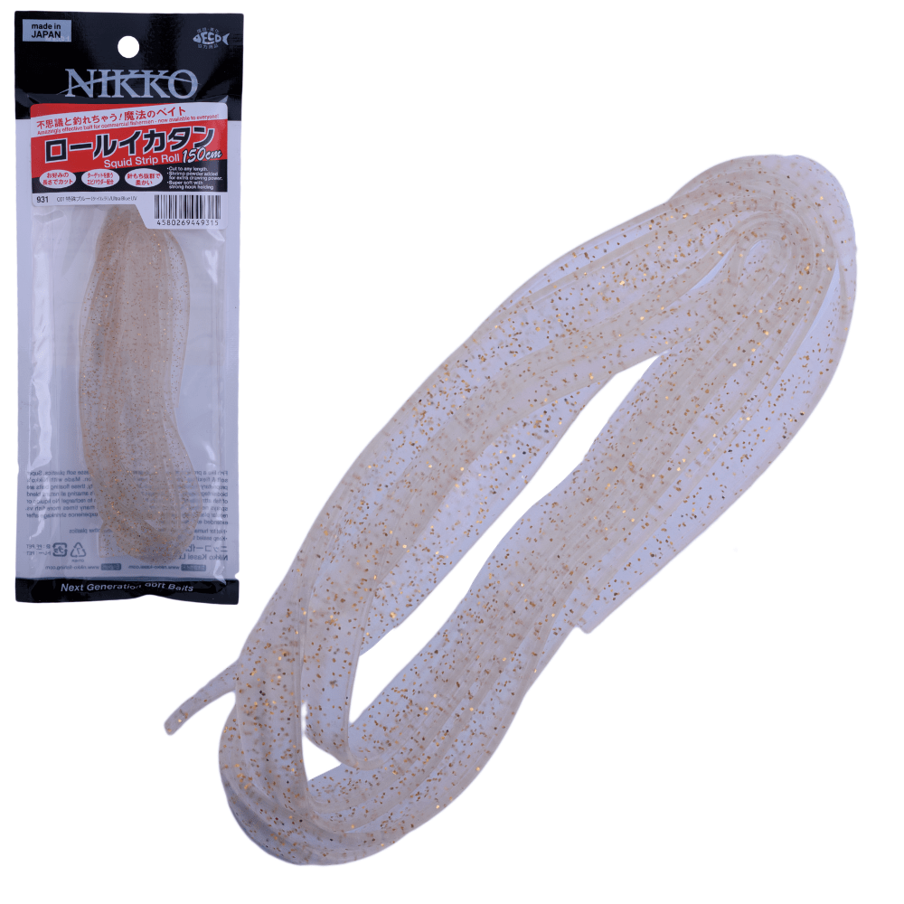 NIKKO Scented Soft Bait Lure Squid Strip Rolls 150cm Ultra Blue UV
