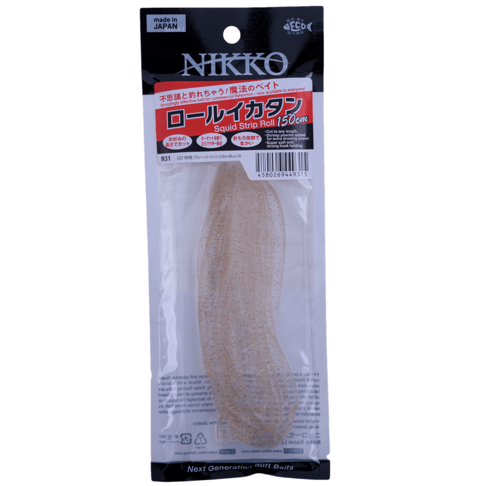 NIKKO Scented Soft Bait Lure Squid Strip Rolls 150cm Ultra Blue UV - Image 3