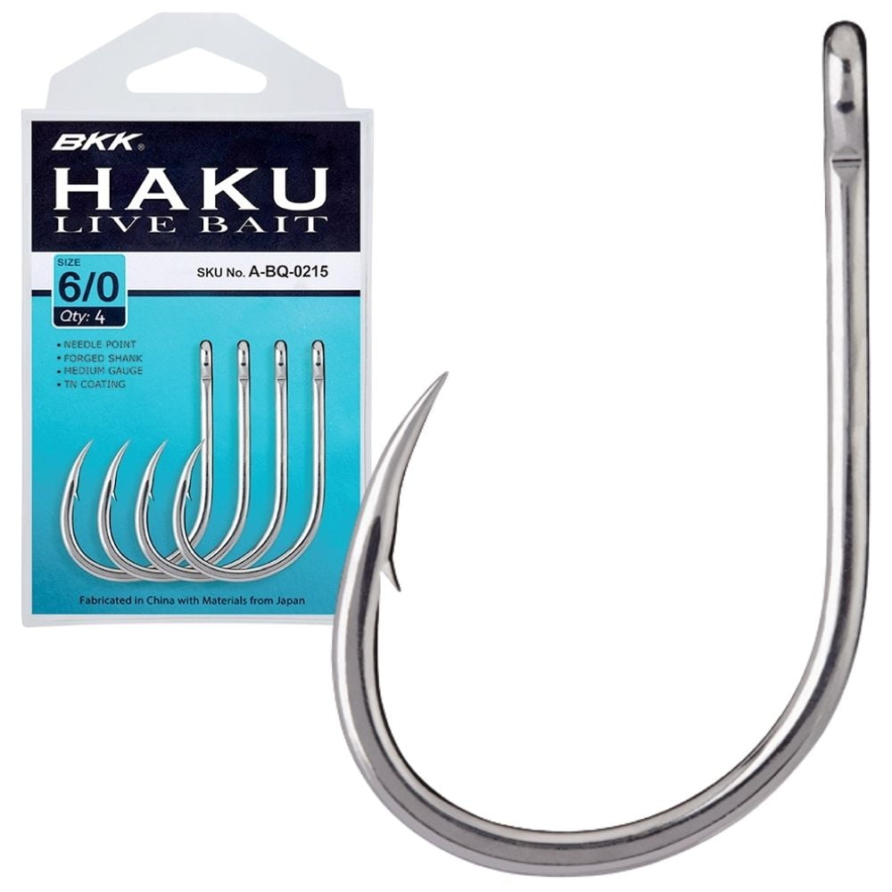 BKK Long Shank Live Bait Fishing Hook HAKU