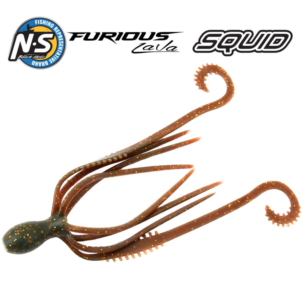 NS BLACK HOLE Rubber Jigging Soft Bait Lure FURIOUS LAVA SQUID 4inch/3pcs
