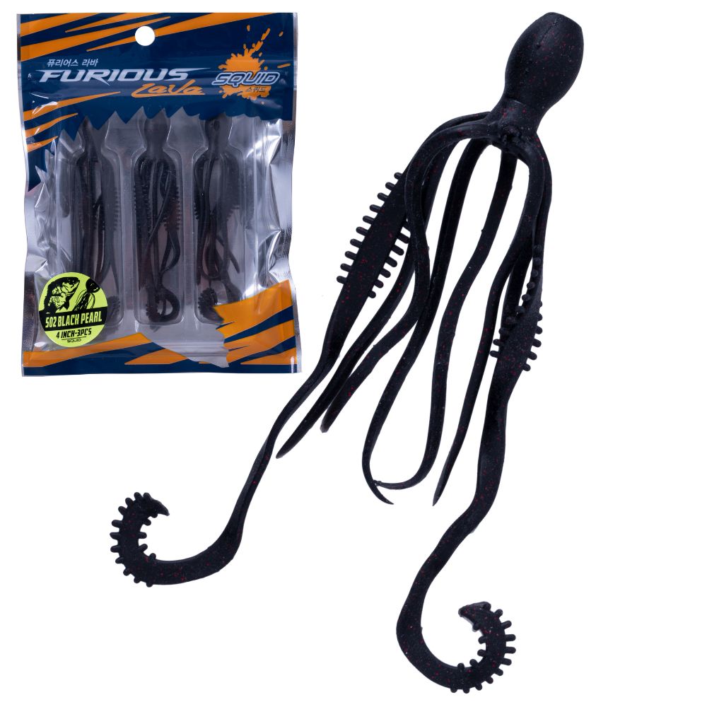 NS BLACK HOLE Rubber Jigging Soft Bait Lure FURIOUS LAVA SQUID 4inch/3pcs - Image 11