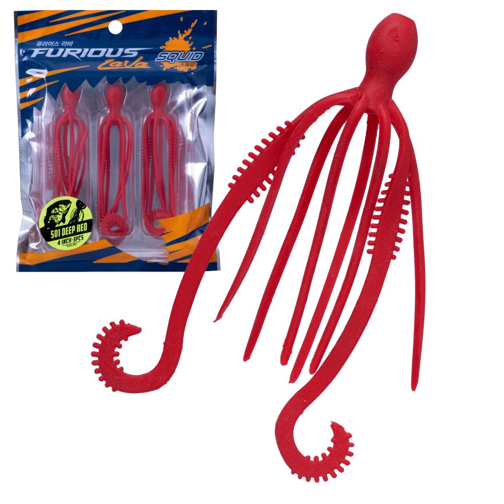 NS BLACK HOLE Rubber Jigging Soft Bait Lure FURIOUS LAVA SQUID 4inch/3pcs - Image 9
