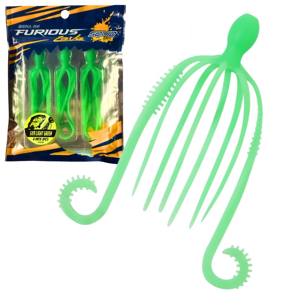 NS BLACK HOLE Rubber Jigging Soft Bait Lure FURIOUS LAVA SQUID 4inch/3pcs - Image 14