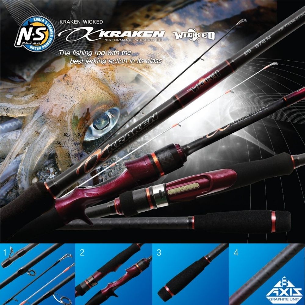 NS BLACK HOLE Squid Fishing Spinning Rod KRAKEN WICKED ES-782ML-ST Tip Run - Image 2