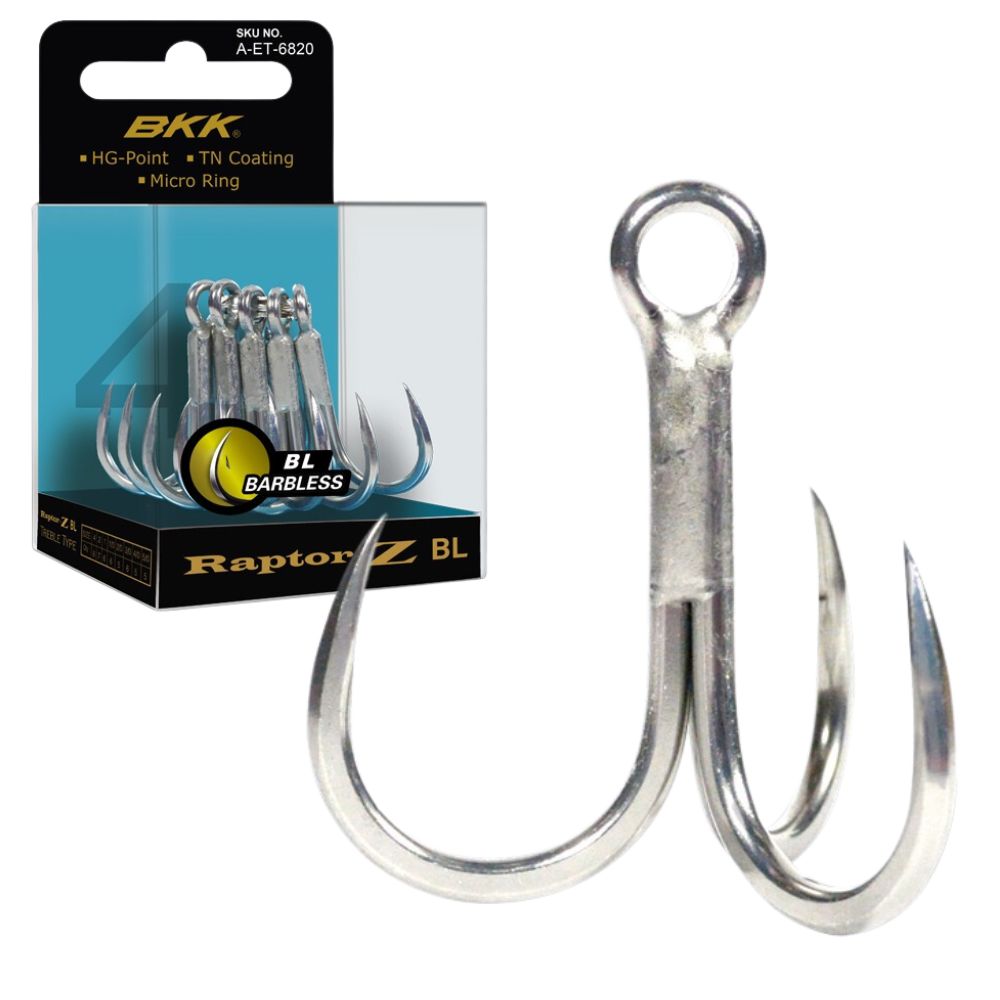 BKK Ultra Antirust Coating Ultimate BARBLESS Treble Hook RAPTOR-Z BL