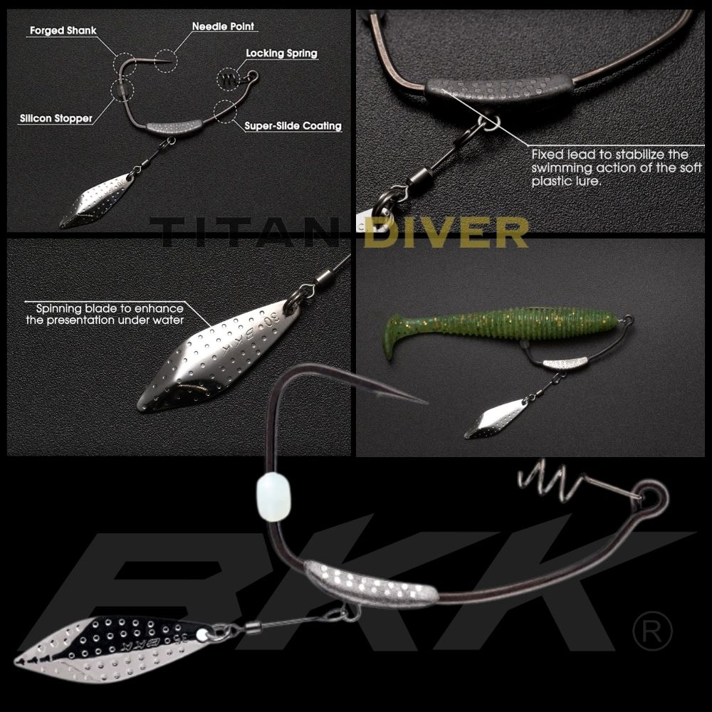 BKK Weedless Weighted Hook With Spin Blade TITAN DIVER - Image 3