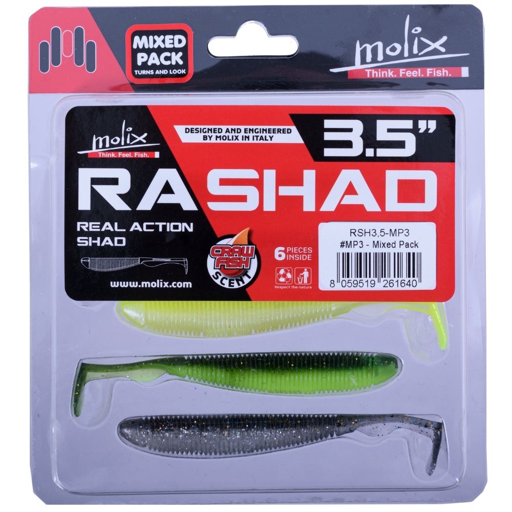 MOLIX Scented Soft Bait Lure RA SHAD 3.5” Mixed Pack MP-3 - Image 9
