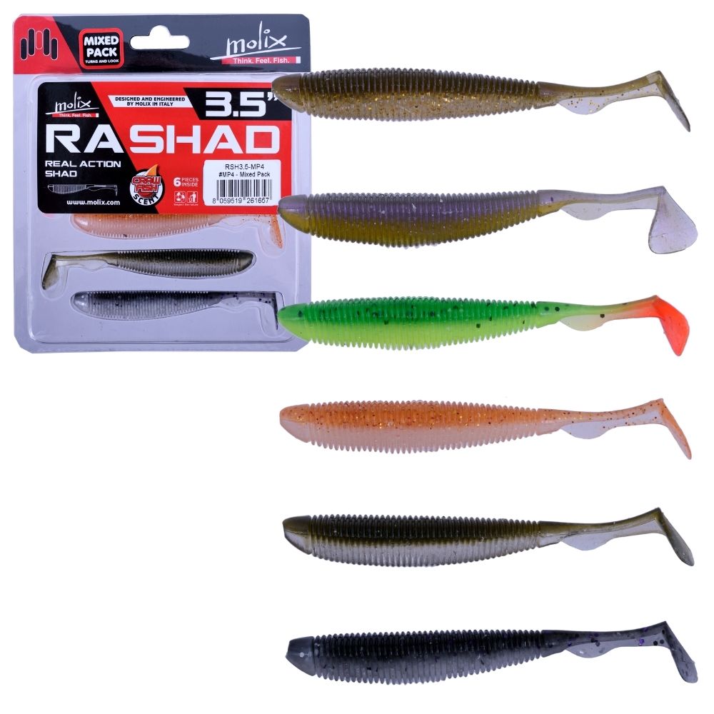 MOLIX Scented Soft Bait Lure RA SHAD 3.5” Mixed Pack MP-4